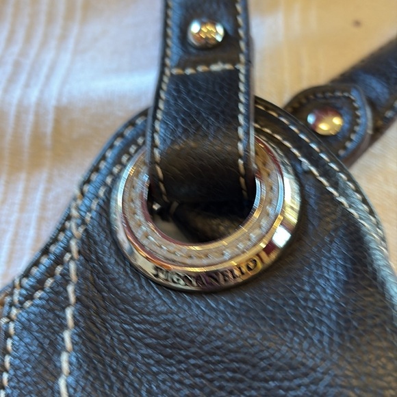 Tignanello leather two tone black cream large Handbag Tote Purse 9x14x5 inches - Picture 5 of 17